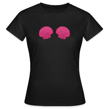Muschel Bikini Meerjungfrau Mermaid Kostüm Lustig - Frauen T-Shirt - Schwarz - Vorne - AI Model Female 172 dark (172cm)