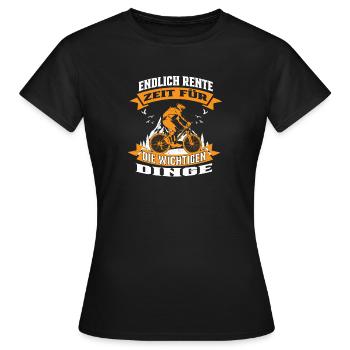 Fahrrad MTB Endlich Rente - Frauen T-Shirt - Schwarz - Vorne - AI Model Female 172 dark (172cm)