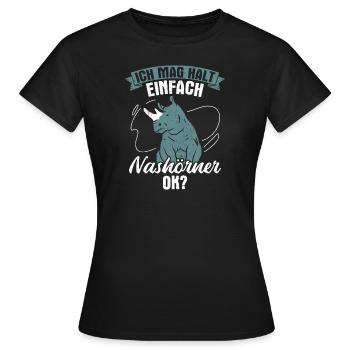 Nashorn Nashörner - Ich mag halt einfach Nashörner - Frauen T-Shirt - Schwarz - Vorne - AI Model Female 172 dark (172cm)