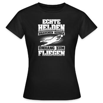 Echte Helden brauchen keinen Umhang zum Fliegen - - Frauen T-Shirt - Schwarz - Vorne - AI Model Female 172 dark (172cm)