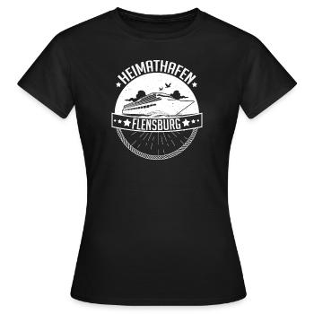 Heimathafen Flensburg Moin Flensburger Norddeutsch - Frauen T-Shirt - Schwarz - Vorne - AI Model Female 172 dark (172cm)