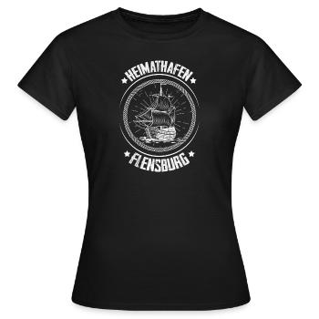 Heimathafen Flensburg Moin Flensburger Norddeutsch - Frauen T-Shirt - Schwarz - Vorne - AI Model Female 172 dark (172cm)