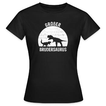 Großer Brudersaurus T-Rex Dino Geschenk Großer Bru - Frauen T-Shirt - Schwarz - Vorne - AI Model Female 172 dark (172cm)