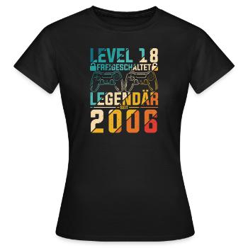 Level 18 Jahre Geburtstag 2006 LAN-Party Motiv Gam - Frauen T-Shirt - Schwarz - Vorne - AI Model Female 172 dark (172cm)