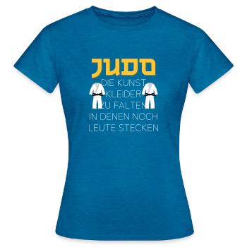 Judo die Kunst Kleider zu falten in denen noch - Frauen T-Shirt - Antikblaues Saphir meliert - Vorne - AI Model Female 172 dark (172cm)
