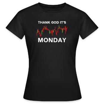 Dieu merci, c’est le jour du graphique boursier du lundi Marché boursier - T-shirt Femme - noir - Devant - AI Model Female 172 dark (172cm)
