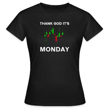 Dieu merci, c’est le jour du graphique boursier du lundi Marché boursier - T-shirt Femme - noir - Devant - AI Model Female 172 dark (172cm)