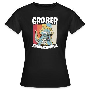 Großer Bruder Geschenk Brudersaurus T Rex Dino Bru - Frauen T-Shirt - Schwarz - Vorne - AI Model Female 172 dark (172cm)