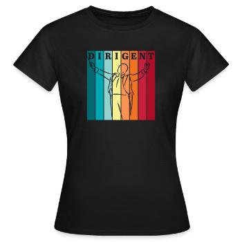 Caractéristiques du chef d’orchestre Chef d’orchestre Professeur de musique - T-shirt Femme - noir - Devant - AI Model Female 172 dark (172cm)