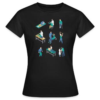 Physiotherapeut Physiotherapeut Gesundheitswesen - Frauen T-Shirt - Schwarz - Vorne - AI Model Female 172 dark (172cm)