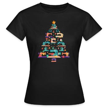 Weihnachtsnähmaschine Weihnachtsbaum Quilter Liebhaber - Frauen T-Shirt - Schwarz - Vorne - AI Model Female 172 dark (172cm)