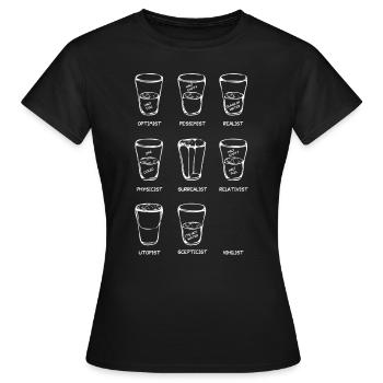 Point de vue - Le verre est ... (variante blanche) - T-shirt Femme - noir - Devant - AI Model Female 172 dark (172cm)