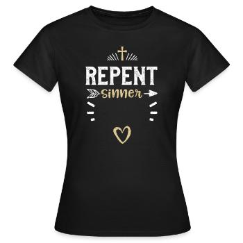 Repent Sinner - Jesus - Women's T-Shirt - black - Front - AI Model Female 172 dark (172cm)
