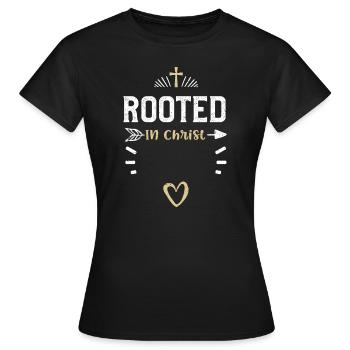 Enraciné en Christ - Jésus - T-shirt Femme - noir - Devant - AI Model Female 172 dark (172cm)