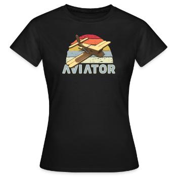 Clothespin aviator low wing aircraft - Women's T-Shirt - black - Front - AI Model Female 172 dark (172cm)