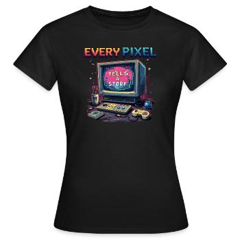 Chaque pixel raconte une histoire - Retro Gaming - T-shirt Femme - noir - Devant - AI Model Female 172 dark (172cm)