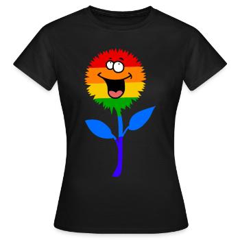 Gay fleur drapeau arc-en-ciel Gay Lesbienne - T-shirt Femme - noir - Devant - AI Model Female 172 dark (172cm)