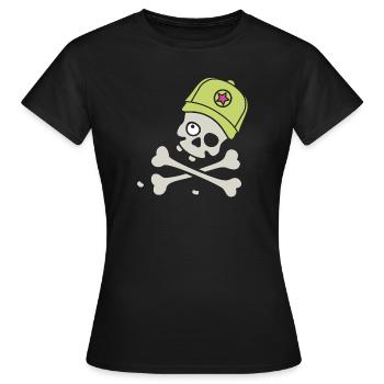 Totenkopf mit Cap - Frauen T-Shirt - Schwarz - Vorne - AI Model Female 172 dark (172cm)