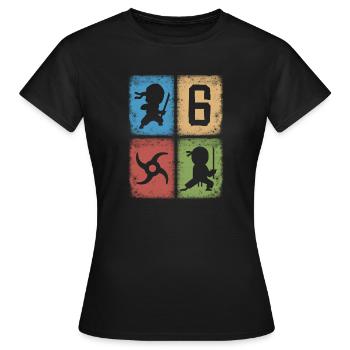 Ninjas 6. Geburtstag Kinder 6 Jahre alt Ninja - Frauen T-Shirt - Schwarz - Vorne - AI Model Female 172 dark (172cm)