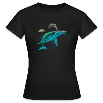 Conception de la mer Ocean Whale Boat - T-shirt Femme - noir - Devant - AI Model Female 172 dark (172cm)