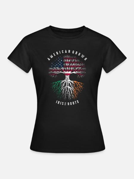 American Irish Roots Skull - Frauen T-Shirt - Schwarz