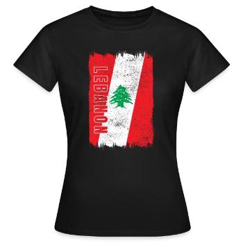 Libanon Vintage Flagge - Frauen T-Shirt - Schwarz - Vorne - AI Model Female 172 dark (172cm)