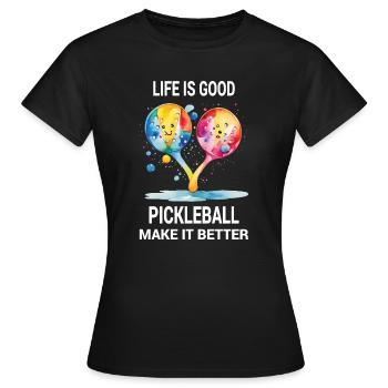 Das Leben ist gut. Pickleball mach's besser - Frauen T-Shirt - Schwarz - Vorne - AI Model Female 172 dark (172cm)