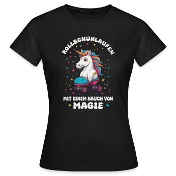 Einhorn Rollschuhlaufen - Frauen T-Shirt - Schwarz - Vorne - AI Model Female 172 dark (172cm)