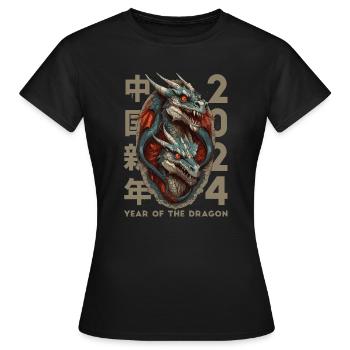 Dragon chinois - T-shirt Femme - noir - Devant - AI Model Female 172 dark (172cm)