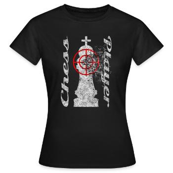 Motif d’échecs avec réticule - T-shirt Femme - noir - Devant - AI Model Female 172 dark (172cm)