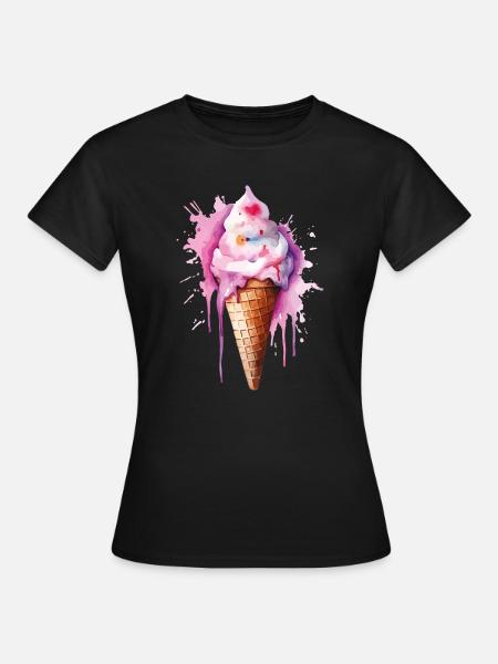 Wasserfarbe Eiscreme Tropfen - Frauen T-Shirt - Schwarz