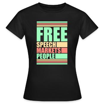 Marché de la liberté d’expression Peuple Libertarian Freedom Logo - T-shirt Femme - noir - Devant - AI Model Female 172 dark (172cm)