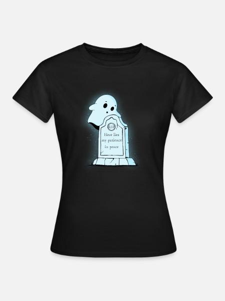 Geduld-Geist am Grabstein - Frauen T-Shirt - Schwarz