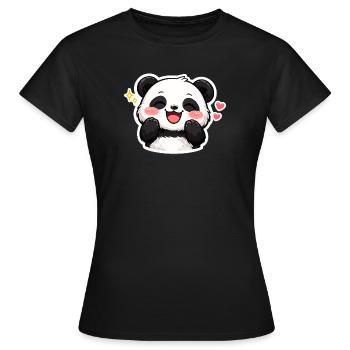 Happy Panda – Mode Amour ACTIVÉ 🐼💖 - T-shirt Femme - noir - Devant - AI Model Female 172 dark (172cm)