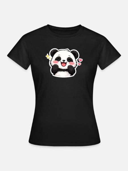 Happy Panda – Mode Amour ACTIVÉ 🐼💖 - T-shirt Femme - noir