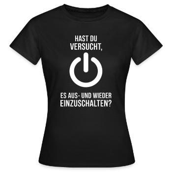 Neustart Motiv: Power Knopf - Frauen T-Shirt - Schwarz - Vorne - AI Model Female 172 dark (172cm)