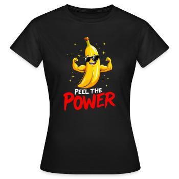 Épluche le pouvoir Drôle de Banana Fitness Dicton, pour - T-shirt Femme - noir - Devant - AI Model Female 172 dark (172cm)