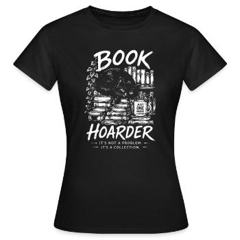 Book Hoarder: It's a Collection Cat Artwork - Women's T-Shirt - black - Front - AI Model Female 172 dark (172cm)
