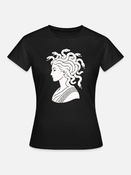 Medusa Kopf mit Schlangen - Frauen T-Shirt - Schwarz