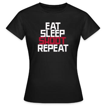 Eat Sleep Shoot Repeat - Women's T-Shirt - black - Front - AI Model Female 172 dark (172cm)