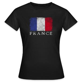 Drapeau Français de la France Français - T-shirt Femme - noir - Devant - AI Model Female 172 dark (172cm)