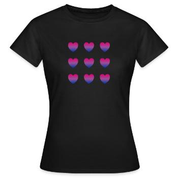 Bi-Herz - Frauen T-Shirt - Schwarz - Vorne - AI Model Female 172 dark (172cm)