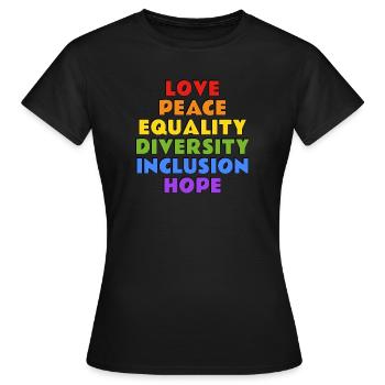LGBTQ pride values - Women's T-Shirt - black - Front - AI Model Female 172 dark (172cm)