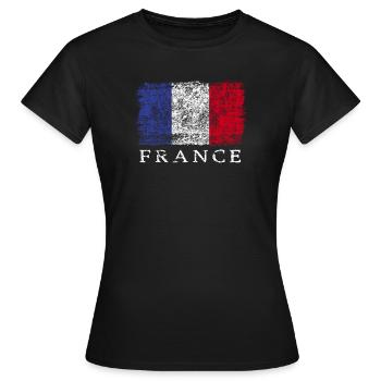 Drapeau Français de la France Français - T-shirt Femme - noir - Devant - AI Model Female 172 dark (172cm)