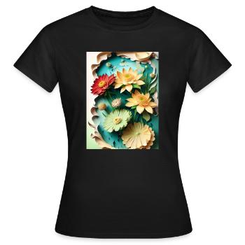 Blumen 5 - Frauen T-Shirt - Schwarz - Vorne - AI Model Female 172 dark (172cm)