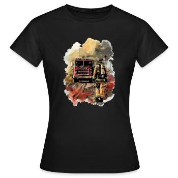 Pompier pompier camion de pompiers - T-shirt Femme - noir - Devant - AI Model Female 172 dark (172cm)