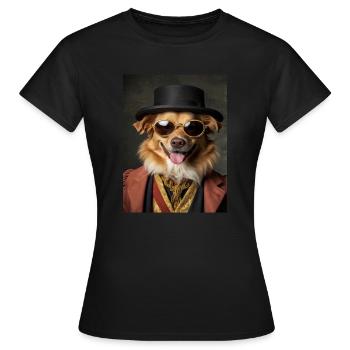 Golden Dog Costume Aristocrat Bezel Collar - Women's T-Shirt - black - Front - AI Model Female 172 dark (172cm)