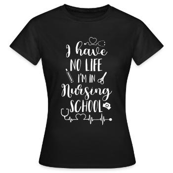 Je n’ai pas le temps, je suis à l’école d’infirmières - T-shirt Femme - noir - Devant - AI Model Female 172 dark (172cm)