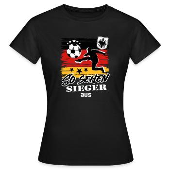 Fußball Deutschland Fussball So sehen Sieger aus - Frauen T-Shirt - Schwarz - Vorne - AI Model Female 172 dark (172cm)