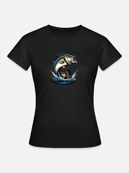 Springender Bass Fisch - Frauen T-Shirt - Schwarz